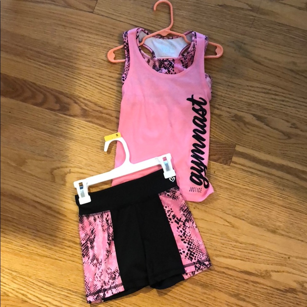 Justice girls gymnastics tank and short set